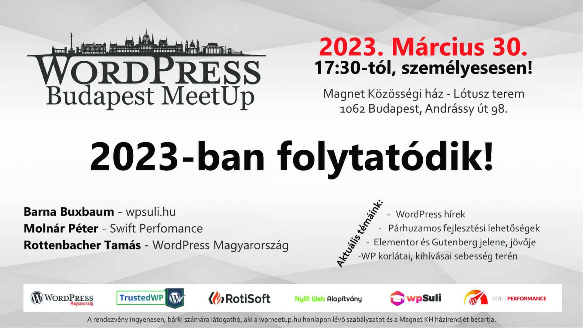 2023-ban folytatódik a WordPress Budapest MeetUp!